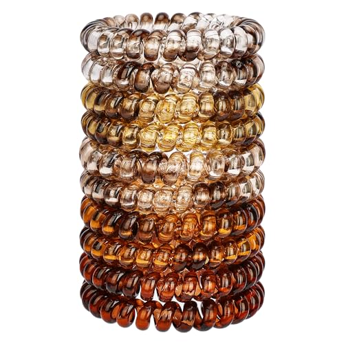 JessLab Spiral Hair Ties for Women, 10-Pack Traceless No-Damage Ponytail Holders, Coils Hair Bands for Girls, Assorted Colors - color: #28