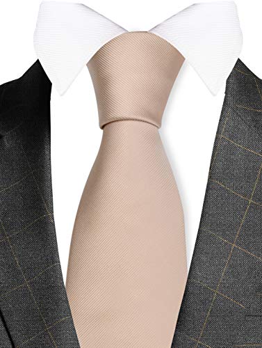 GUSLESON Classic New 3.15"（8cm） Men's Solid Color Necktie Wedding Business Tie + Gift Box - color: Champagne