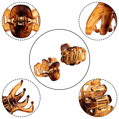YOHAMA 10pcs Brown Medium Small Octopus Claw Clips Women Thin to Thick Hair | Durable Jaw Clamp Styling Small Pony, Hold Half Bun Tightly, Non-Pulling or Snagging, Multifunction, Clamp Gift - color: B-Brown
