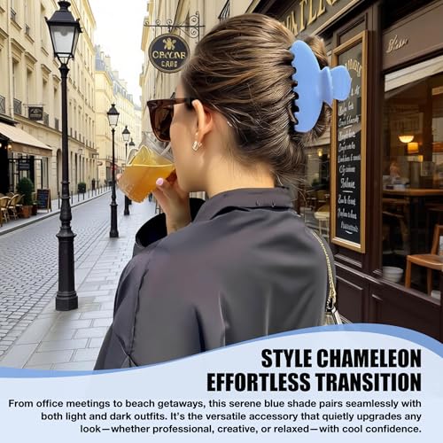 Blue Hair Clips Large Claw Clip for Women Nonslip Hair Accessories | Big Celluloid Butterfly Jaw Clips, Trendy Blue Claw Clips Strong Hold, Jumbo French Hair Clip for Thick Hair - color: Blue Claw Clip