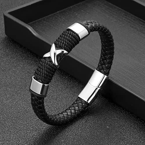 YGLINE Leather Wrap Bracelets for Women, Boho Multi-Layer Stone Beads Cuff Bracelet Jewelry - color: black