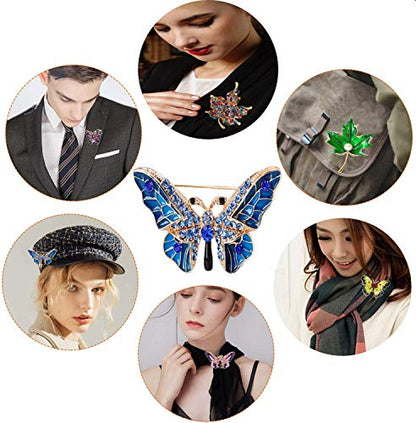 seven wolves Brooches for Women Austria Crystal Brooch Pins Rhinestones Brooches Daily Wearing Breastpin with Boxes - color: Blue 2