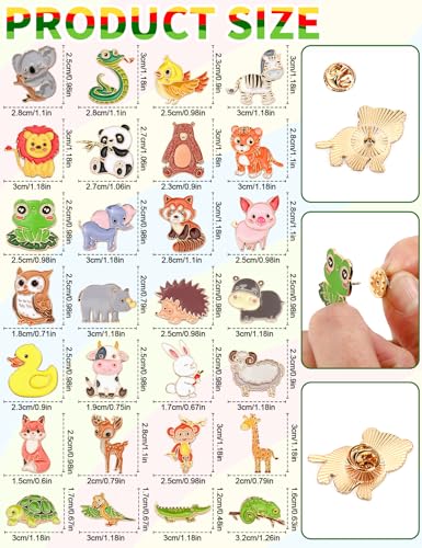 JUNEBRUSHS 28PCS Animals Enamel Pins,Cute Forest Animals Brooches Elephant Panda Tiger Giraffe Lapel Pins for Party Decoration Exchange Gift Backpacks Clothes Bags Hats Accessories - style: Animals Style