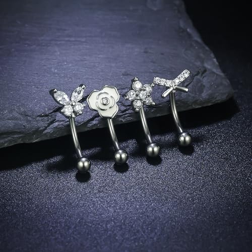 Rook Daith Piercing Jewelry 16G Stainless Surgical Steel Curved Barbell Eyebrow Rings Vertical Labret Lip Piercing Jewelry Rook Daith Earrings for Women Men 6MM 8MM 10MM Hypoallergenic - color: Silver Tone