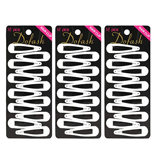 Dofash 2IN/5CM Small White Snap Hair Clips Metal Hair Barrettes Hair Grips Hair Accessories Hair White Hair Clips For Women Thin Hair - 36Count (Snow White 3 Sets) | Basic Hair Clip, Strong Hold, Non-Slip, Daily Styling, Comfortable Grip, For All Hair Typ