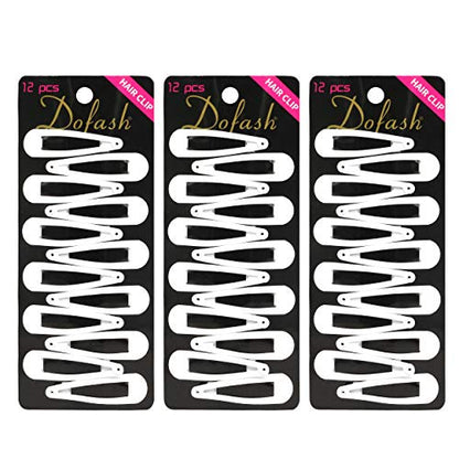 Dofash 2IN/5CM Small White Snap Hair Clips Metal Hair Barrettes Hair Grips Hair Accessories Hair White Hair Clips For Women Thin Hair - 36Count (Snow White 3 Sets) | Basic Hair Clip, Strong Hold, Non-Slip, Daily Styling, Comfortable Grip, For All Hair Typ