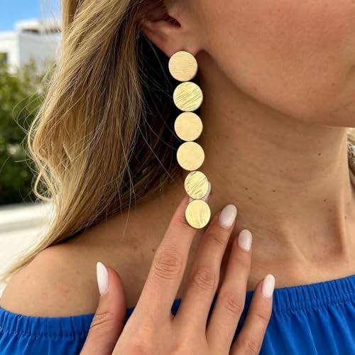 Gold Disc Tassel Dangle Drop Earrings for Women Layered Sequins Dangling Earring Sparkling Hanging Statement Jewelry Gift - color: gold2