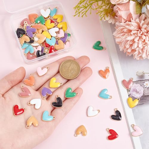 PH PandaHall Heart Pendart Charms - color: 11 Colors, size: 16x15x3mm