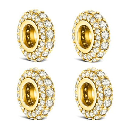 KEQ 925 Silver Spacer Stopper Bead Charms Clearance for Pandora Bracelets Birthstone CZ Always Stopper Birthday Gifts for Mom Grandmom Granddaughter Wife Sisters Friends - color: Golden(4 pcs)