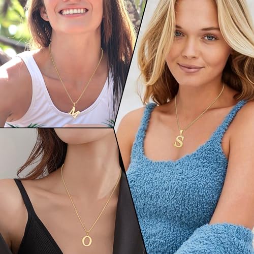 Suweibuke Initial Necklace for Men Women Boys Girls, 18K Gold Plated 26 Letters Pendant Necklace, Personalized Jewelry Gifts - color: Gold-A