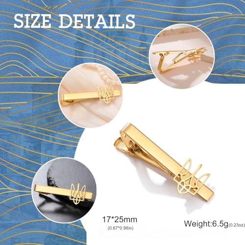 Dreamtimes Ukrainian Symbol Tie Clip Ukrainian Tie Clasp for Men Ukraine Trident Inspired Jewelry Ukraine Remembrance Tie Clip Patriotic Gift - color: Gold