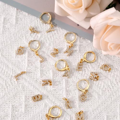 26Pcs 18K Gold Filled A-Z Alphabet Letters Charms for Jewelry Making, Initial A-Z Alphabet Charm Pendant Beads, Slide Glitter Pendants for Women DIY Bracelet Necklace Earrings Choker Making - color: Style D