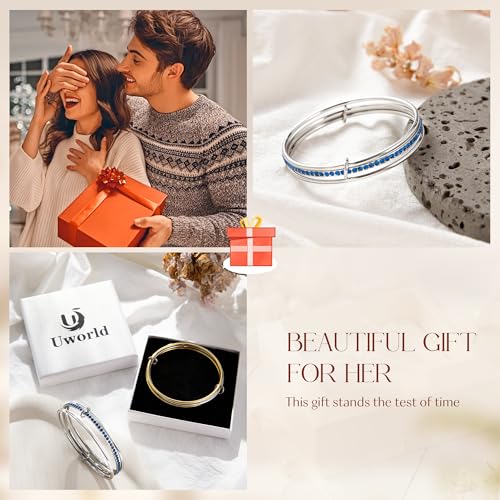 Stackable Bangle Bracelets for Women 18K Gold Plated Stainless Steel Non Tarnish Bangles 8 inch Bracelet Stack Trendy Women's Jewelry Gift - color: Silver, size: 7.5 inch