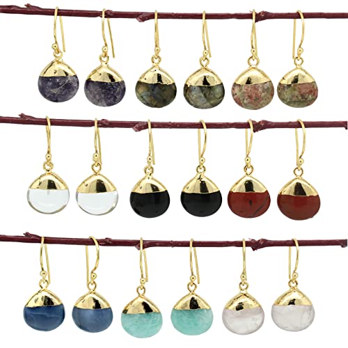 Gempires Gemstone Teardrop Dangle Earrings for Women, Boho Birthstone | Handmade natural gemstone teardrop dangle earrings — choose from 20+ stones and birthstones, boho pear drops on 14k gold.