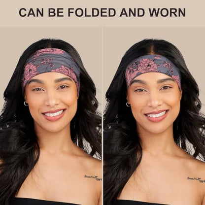 DiyJibb Boho Headbands for Women, 7PCS Fashion Wide Hair Bands for Summer Vacation & Music Festival - color: Black02