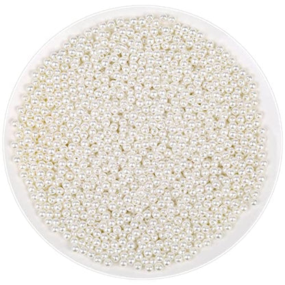 Pearl Beads for Craft, Anezus 2000pcs Ivory Faux Fake Pearls, 4 MM Small Sew on Pearl Beads with holes for Jewelry Making, Bracelets, Necklaces, Hairs, Crafts, Decoration and Vase Filler - size: 4 MM