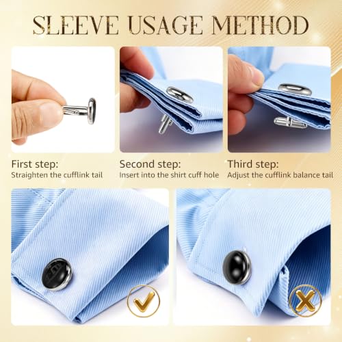 Cufflinks and Studs Set, Copper Formal Mens Cuff Links with Gift Box, Suitable for Black Suit White Shirts Vest and Red Bow tie on Wedding or Anniversary and Birthday