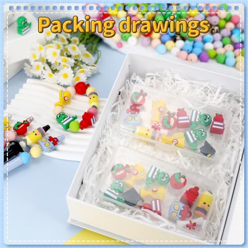 12pcs 3D Student Silicone Focal Beads for pens | Focal Beads for Keychain Making,Pens, Bracelet,Necklace Crafts,Bulk Silicone Beads for DIY（3D Student） - color: 3D Student