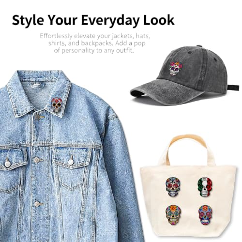 4/6/9/10/12/16/20PCS Cute Enamel Pins Bulk Set, Art Aesthetic Lapel Brooches, Humorous Quote Pins for Backpacks Jackets Hats Bags, Novelty Cool Badges for Women, Men, Teens, Kids - style: 6pcs Skull