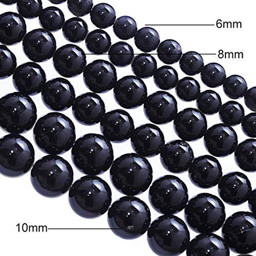 Natural Stone Beads 6mm Black Polished Round Smooth Agates Gemstone Beads for Jewelry Making 15 Inch(Black Onyx,6mm) - color: Black Onyx, size: 6mm