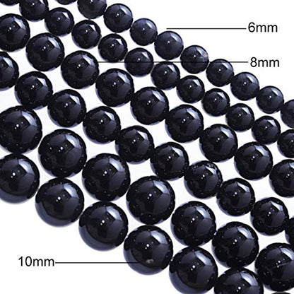 Natural Stone Beads 6mm Black Polished Round Smooth Agates Gemstone Beads for Jewelry Making 15 Inch(Black Onyx,6mm) - color: Black Onyx, size: 6mm