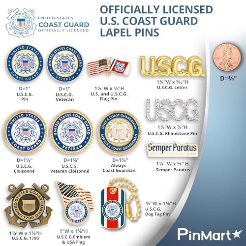 Officially Licensed U.S. Coast Guard Pin - color: Set of 9 pins Gold Plated, size: 9pc Set