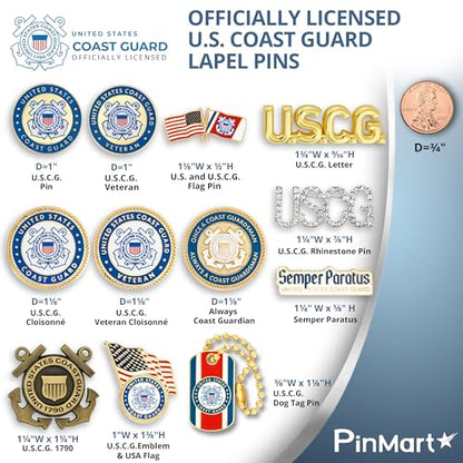 Officially Licensed U.S. Coast Guard Pin - color: Set of 9 pins Gold Plated, size: 9pc Set