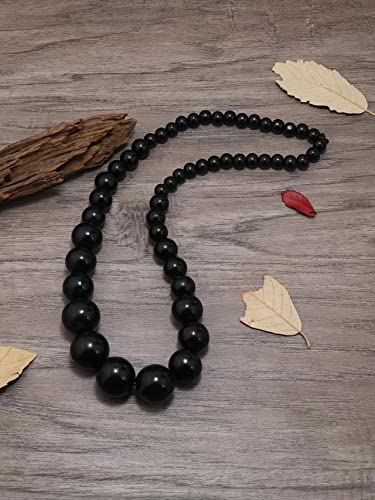 COLORFUL BLING Ethnic Large Chunky Wooden Beaded Necklaces Boho African Statement Necklace Handmade Tribal Collar Choker Bib Jewelry - color: long black