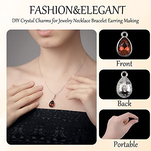 Birthstone Charms Beads, 48 Pcs Teardrop-Shaped Crystal Charms for Jewelry Making, 12 Colors