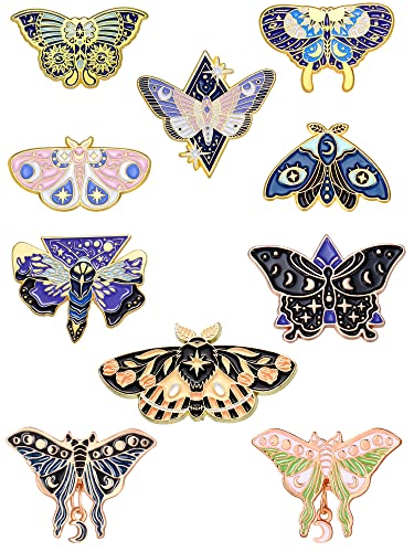 Janinka 10 Pcs Butterfly Enamel Pins Set Cute Spring Badge Back to School Lapel Brooches for Women Backpack Jewelry Gift - style: Retro
