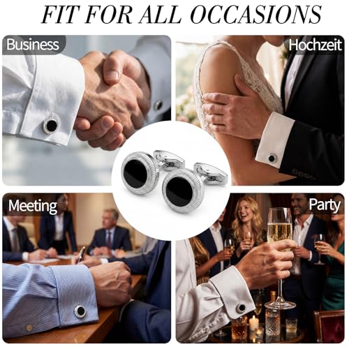 Tuxedo Cuff Links,Cufflinks for Men | Stainless Steel, Lead-Free and Nickel-Free, Gift Box Packed, Boyfriend Husband Father, Wedding Party Anniversary Birthday - color: Black