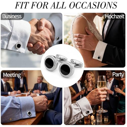 Tuxedo Cuff Links,Cufflinks for Men | Stainless Steel, Lead-Free and Nickel-Free, Gift Box Packed, Boyfriend Husband Father, Wedding Party Anniversary Birthday - color: Black