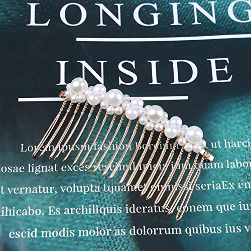 Pearl Hair Comb Barrette Pearl Hair Barrette Comb Faux Pearl Wedding Headpieces French Pearl Head Comb Clip Decorative Headwear Bride Hair Accessories for Women (Style D)