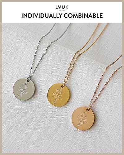 LUUK LIFESTYLE Stainless steel necklace with pendant and HAPPINESS card, 20” adjustable length, lucky charm, friendship chain, Valentine's Day gift, birthday, women's jewelry, silver, gold, rosegold - color: Gold, size: Flower