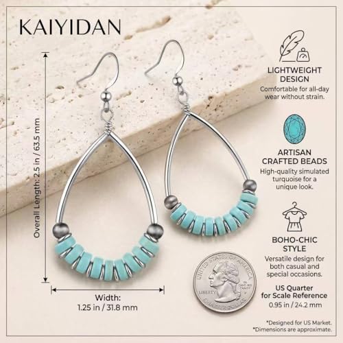 Boho Turquoise Dangle Earrings For Women Trendy,Western Blue Gemstone Drop Earings,Vintage Gothic Ethnic Statement Beach Vacation Long Birthstone Earrings with Leaf Teardrop Turquoise Crystal Tassels,Fashion Jewelry Birthday Gift. - style: A5 Turquoise Li