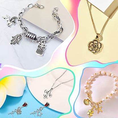 SANNIX 200Pcs Bulk Jewelry Making Charms Tibetan Antique Silver Gold Charm | Pendants for DIY Bracelet Necklace Making Crafts - color: Gold Silver