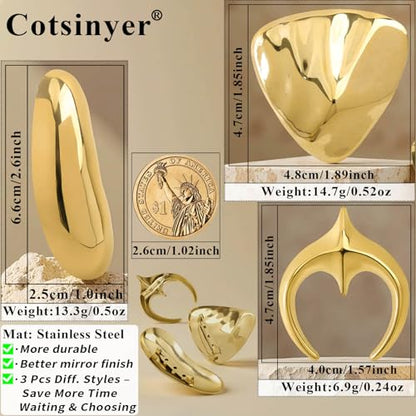 Stainless Steel Brooch Pin for Women & Men,Lapel Pin | Minimalist Statement Elegant Geometric, Sweaters Coat Suit Shawl Collar Shirt Coat Jacket Hat Dress Swim, Velvet Bag & Box - style: Trio-Gold