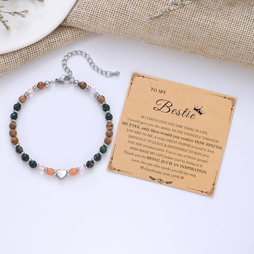 Best Friend Bracelet Gifts for Women Sister Bestie, Christmas Gift for Teens Mom Daughter Granddaughter Birthday Gift for Her Stocking Stuffers - color: African Turquoise-Sister