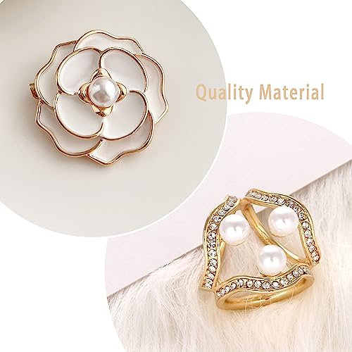 Scarf Rings Buckle And Slides For Women Scarves Pin Tshirt Ties Clip For The Side 3CP - color: Three pearl scarf clasp