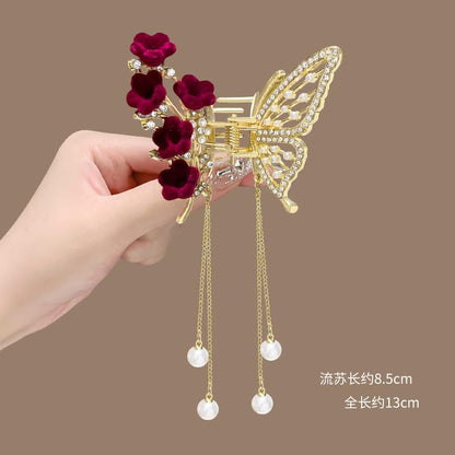 Butterfly Hair Clips - Flower Hair Clip for Women - Small Cute Rhinestone Mini Hairpins - 1PCS - color: Flower Butterfly