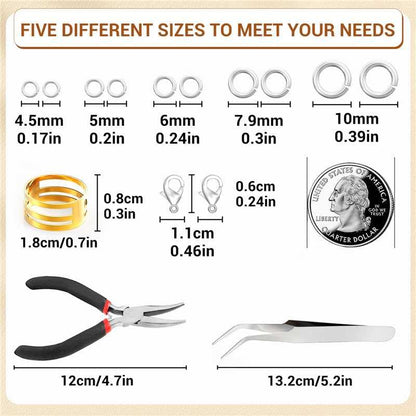 1200 Pcs Jump Rings for Jewelry Making Supplies, Necklace Repair Kit with Plier, Tweezer, Lobster Claw Clasps, Open Rings for Crafts & Keychains (1200Pcs Silver) - color: 1200Pcs Silver