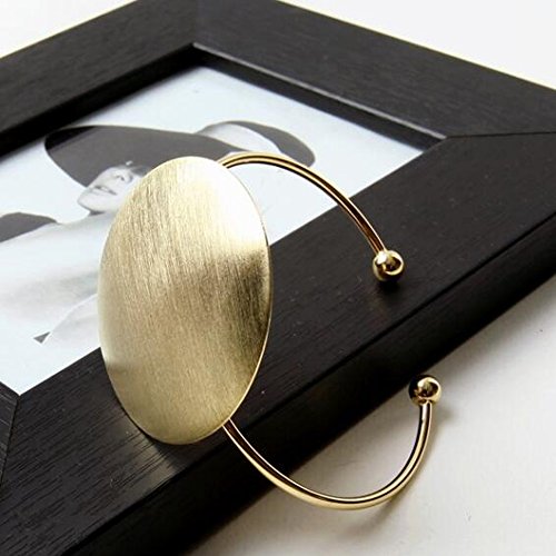 AOCHEE Geometric Circle Bangle Open Brushed Big Round Cuff Wire Bangle Punk Bracelet for Women - color: Gold