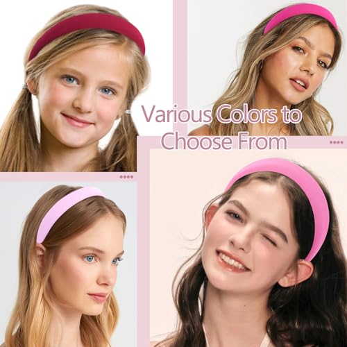 KICOSY Pink Headband for women girls Hot Pink Light Pink Padded Hairband Non Slip Cute Pink Head Band Pink Hair Accessories Pink Party Favors Valentine's Day - color: pink