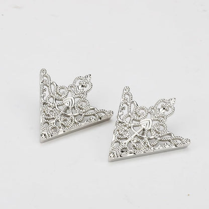 5 Pairs Retro Hollow Pattern Shirt Collar Brooches For Women And Men Gold Plated Triangle & Simple Elegant Double Leaf Collar Pin Brooches Gold Silver Plant Brooch Jewelry - style: three triangle