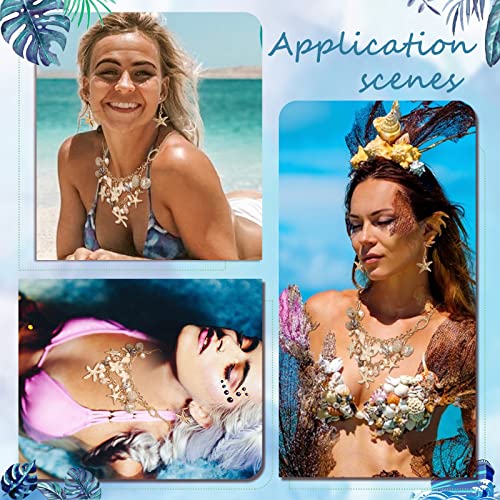 PH PandaHall Starfish Shell Anklet Bracelets, 7" Mermaid Bracelets Conch Starfish Pearl Anklet Bracelet Charm Bohemian Adjustable Shell Bracelet Mermaid Costume Jewelry for Women Christmas, Silver - color: Silver Bracelet