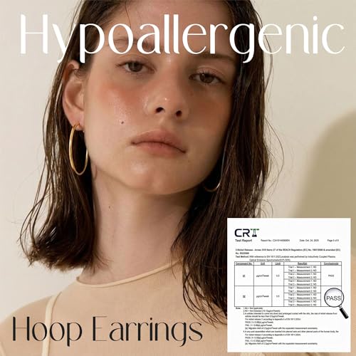 Gold Hoop Earrings for Women Hypoallergenic 925 Sterling Silver Post Hoops Earrings Lightweight Thin Large Big Hoop Earring 30/40/50/60/70mm - color: Gold 30mm