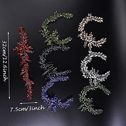 JWICOS Crystal Wedding Headband for Brides Pearl Wedding Hair Accessories Bridal Hair Piece Hair Vine for Women and Girls (Blue) - color: Blue