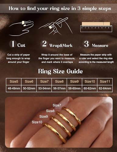 YADOCA 8pcs 2MM Stainless Steel Rings for Women Men 14K Gold Plated Stacking Rings Fashion Simple Plain Knuckle Stacking Midi Thumb Dainty Thin Heart Knot Stackable Statement Band Rings Set Size 5-11 - color: Gold