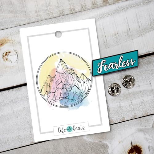 Inspirational Enamel Pin by LifeBeats | Cute Pin for Clothes, Jackets, Hats, Bags, and Lanyards | Hat Pin Comes with a Greeting Card | Lapel Pin with Sturdy Backing - style: Fearless