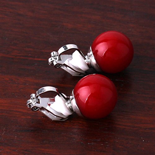 1-5 Pairs Pearl Clip on Earrings for Women Non Piercing Earrings Set Hypo-Allergenic Earrings - color: 4 Pairs Red Clip-ons